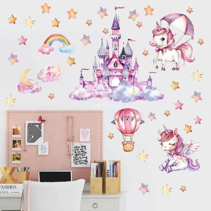 Pvc Panel Background - Unicorn Stars Luminous Wall Sticker Baby