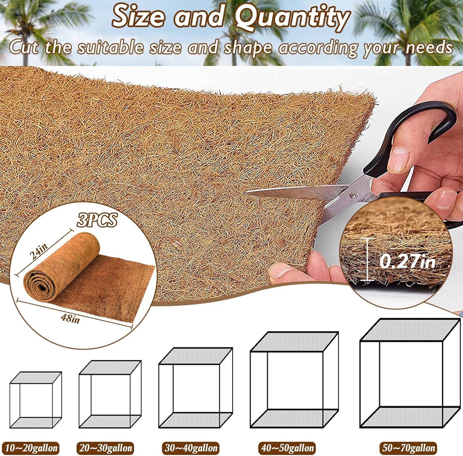 3 Rolls Reptile Carpet, 24x48i - Substrate Coconut Fiber recensie en prijs