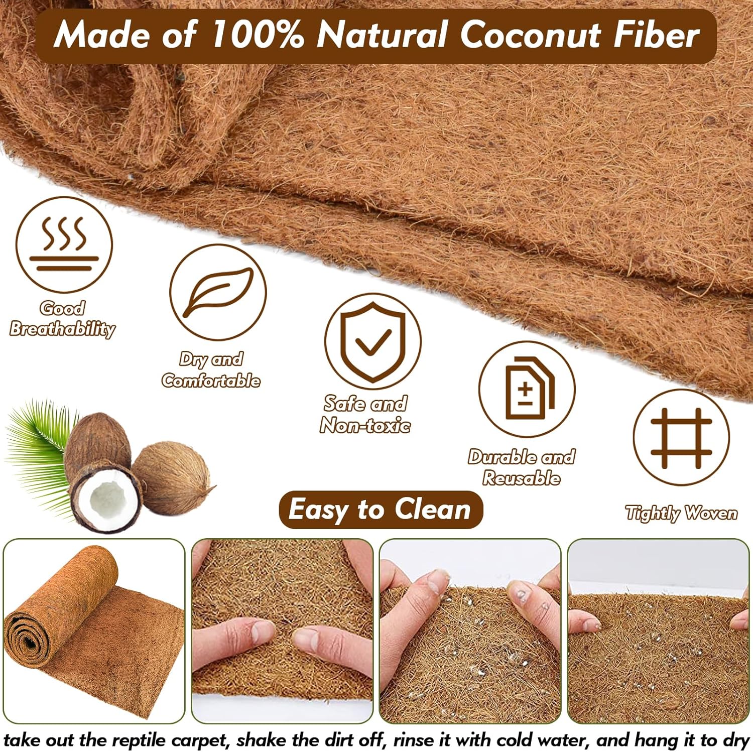 3 Rolls Reptile Carpet, 24x48i - Substrate Coconut Fiber recensie en prijs