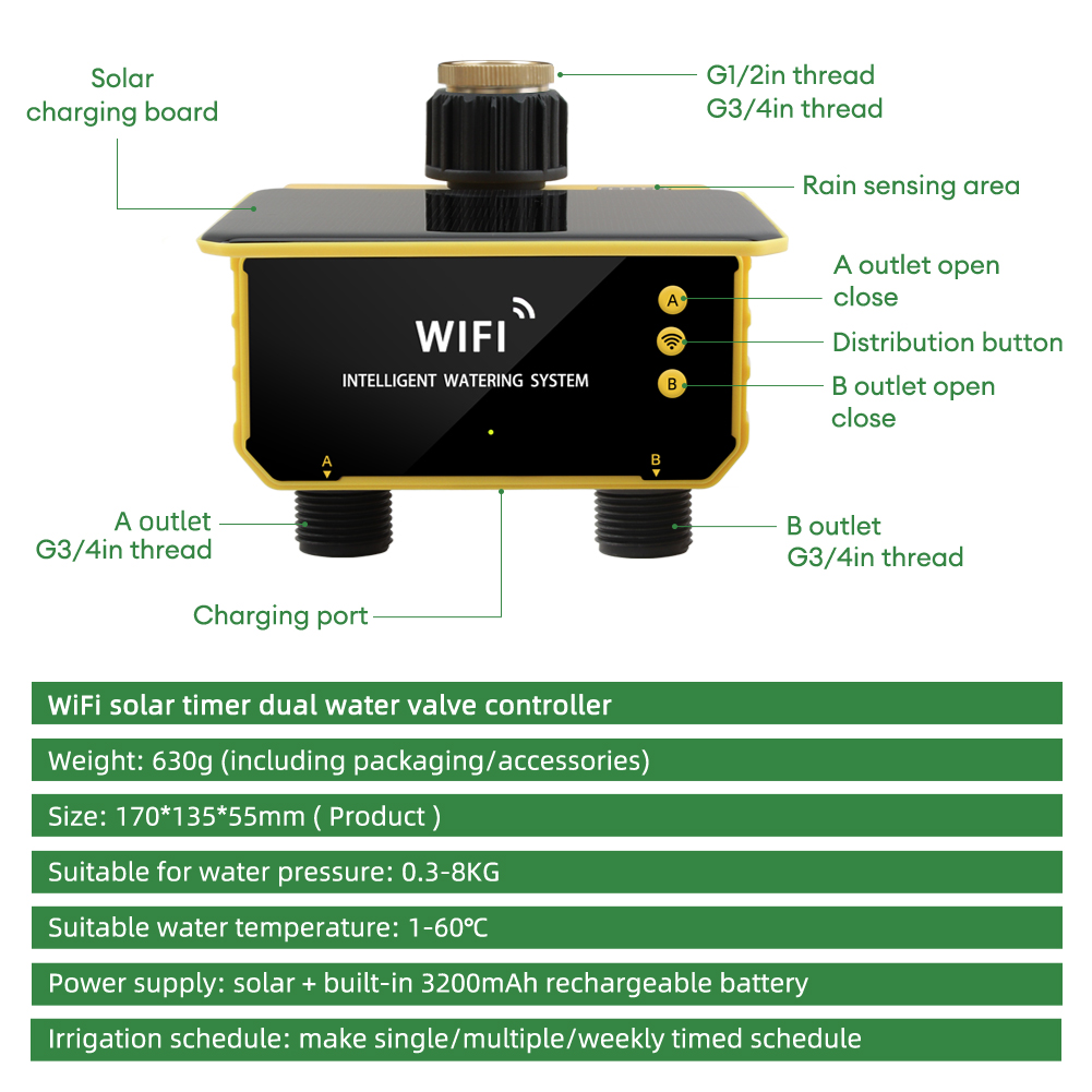 WiFi Solar Timer Dual Water Va - Timer Dual Outlet recensie en prijs